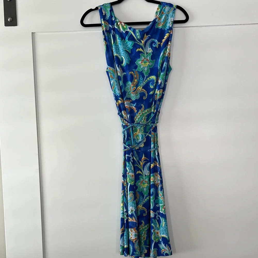 Ralph Lauren Blue and Green Paisley Midi Dress - Picture 3 of 3